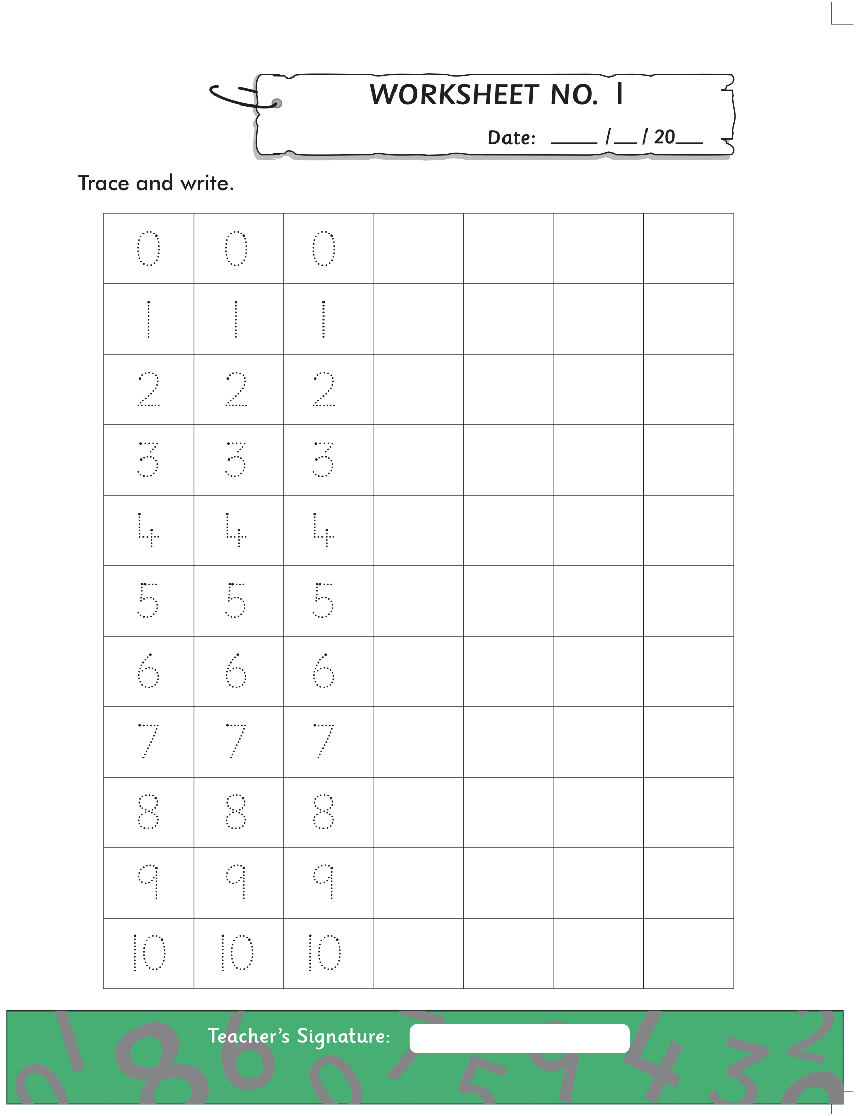 Math Worksheets for K.G/Prep Pack 1 - Free Printable Worksheets