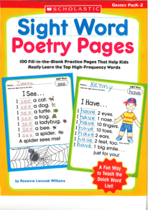Sight Word Poetry Pages (grades PreK-2)