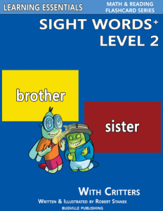 Sight Words Plus Level 2 Sight Words Flash Cards with Critters for Kindergarten Up