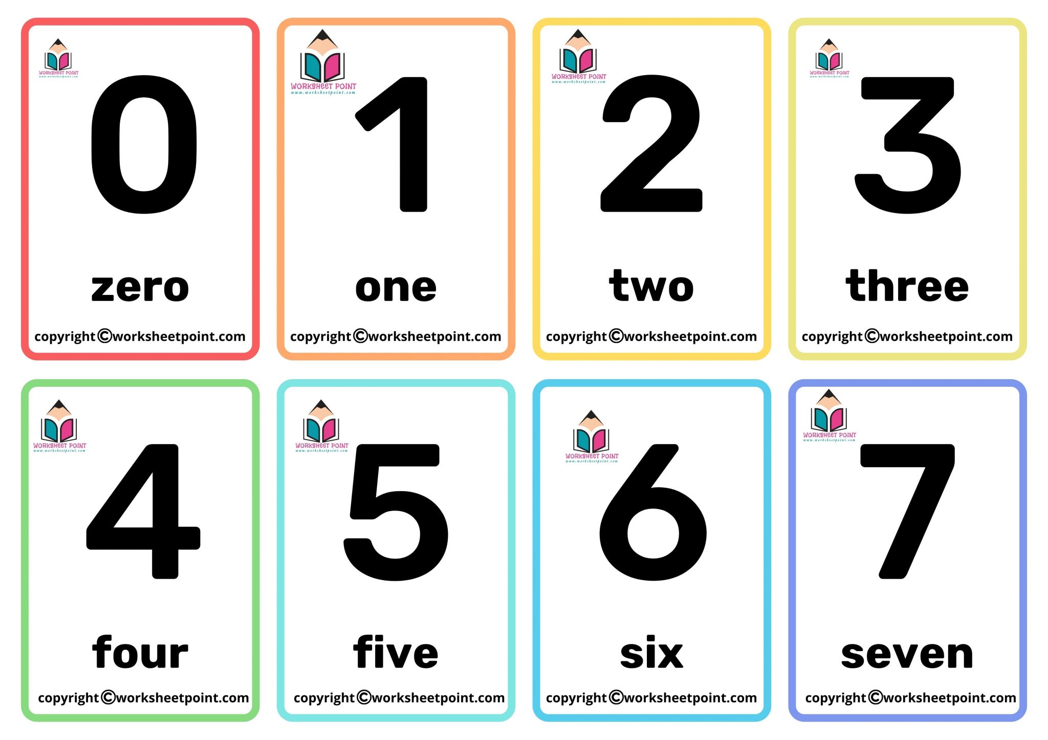 Number Simple Black Flashcard Sheets - Worksheet Point