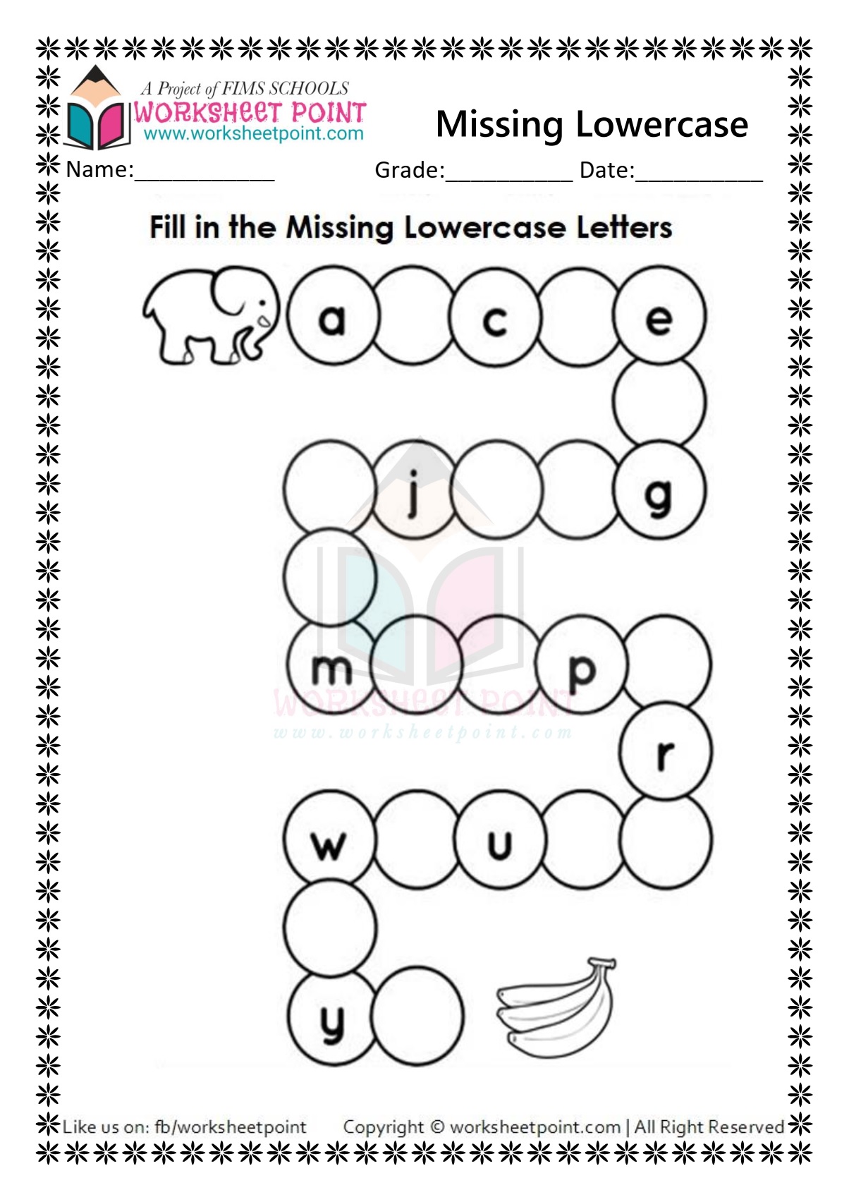Fill in the Missing Lowercase Letters - Worksheet Point