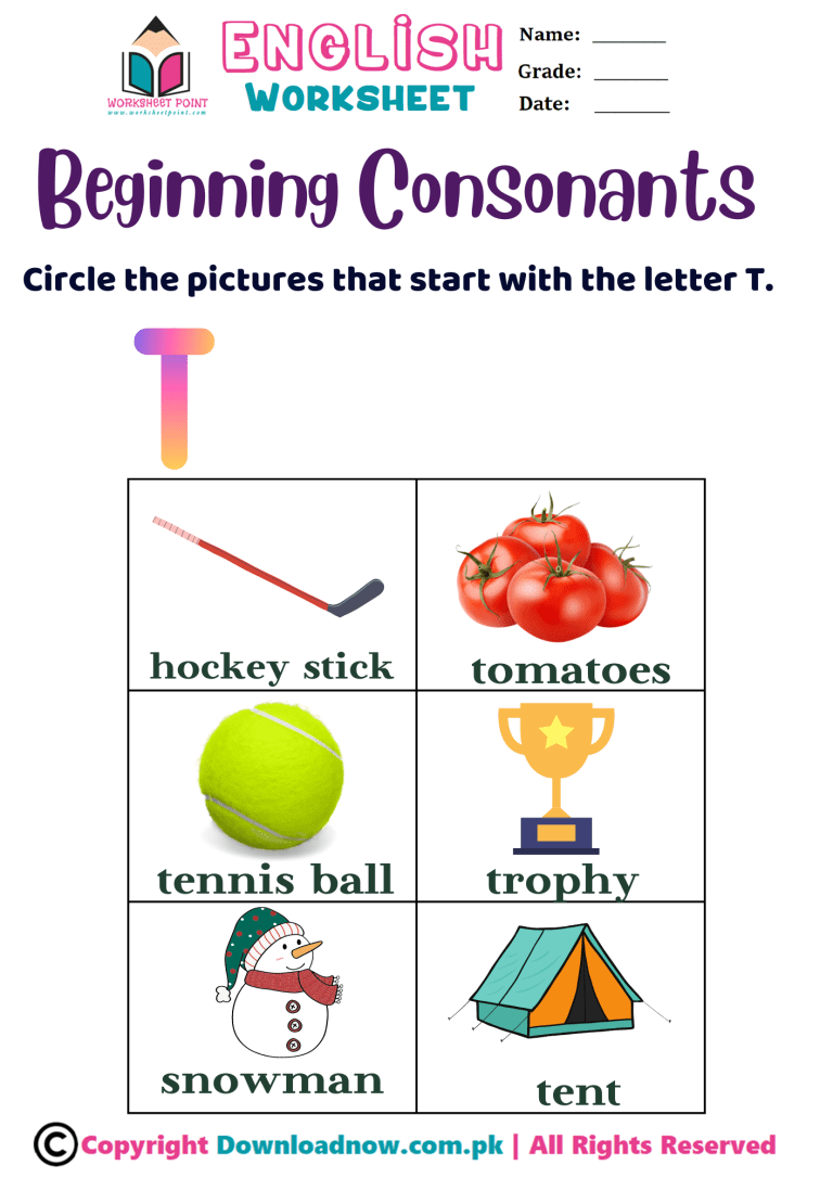 Rich Results on Google's SERP when searching for 'Beginning Consonant T worksheetpoint.com'
