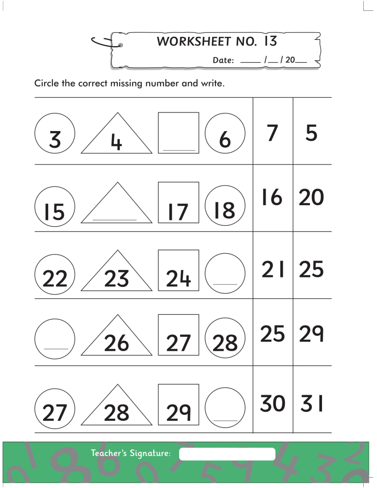 Math Worksheets for K.G/Prep Pack 1 - Free Printable Worksheets ...