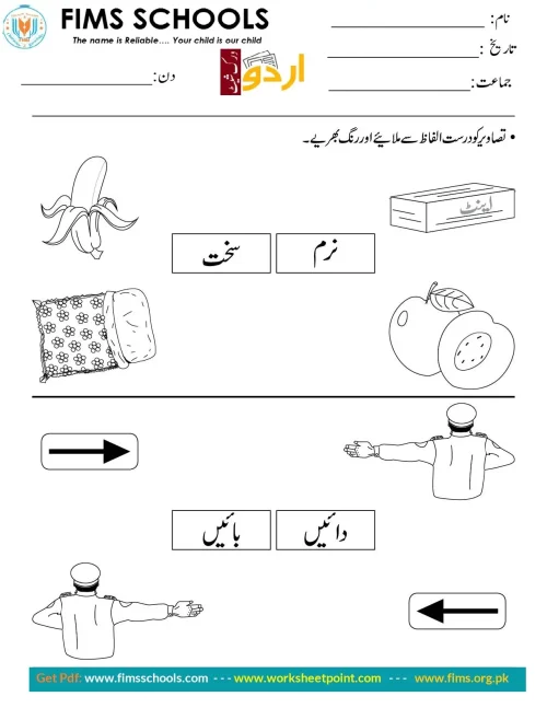 تصاویر کو درست الفاظ سے ملائیے اور رنگ بھریے Rich Rusults on Google's SERP when searching for 'Urdu worksheets'